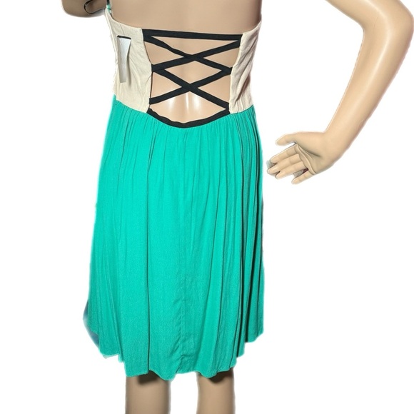 CITY STUDIO Seafoam Taupe Strapless Dress Sz Juniors L Mini Cocktail Party Dance - Picture 5 of 11